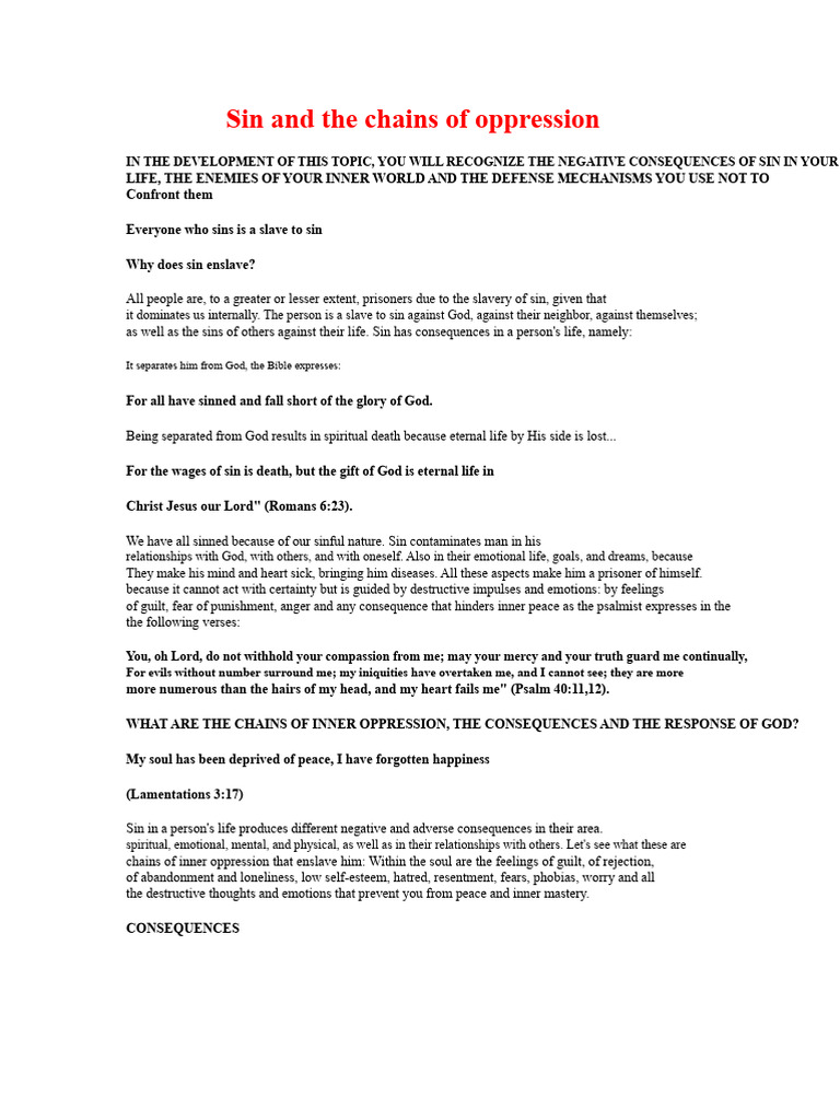Chains of Sin and Inner Oppression | PDF | Forgiveness | Guilt (Emotion)