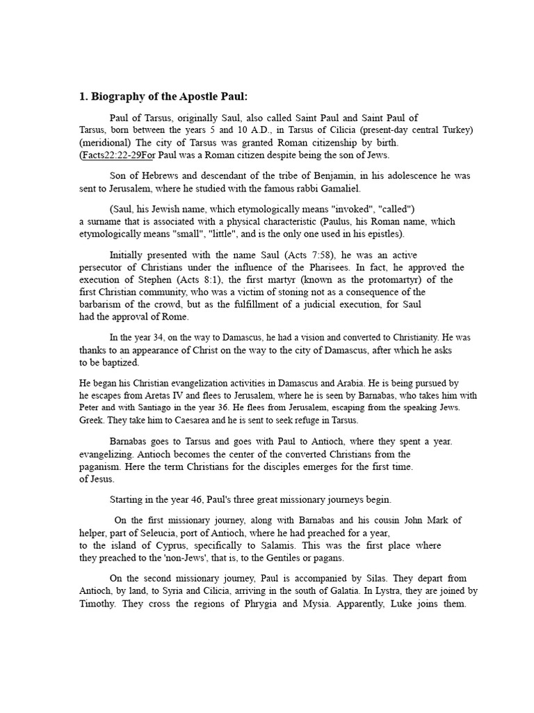Apostle Paul's Life and Mission | PDF | Paul The Apostle | Early ...