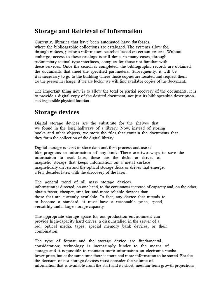 Digital File Storage and Retrieval Systems | PDF | Computer File ...