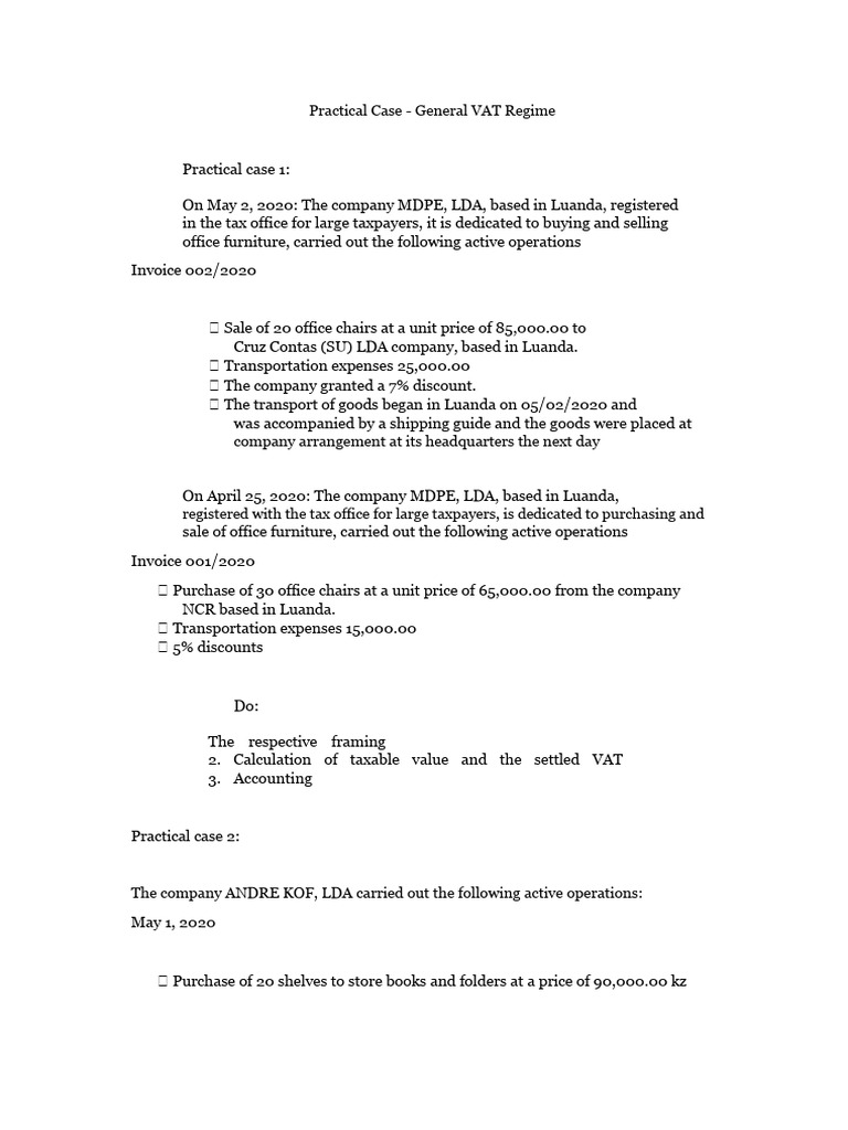 VAT Case Study for Office Furniture Sales | PDF | Value Added Tax | Invoice