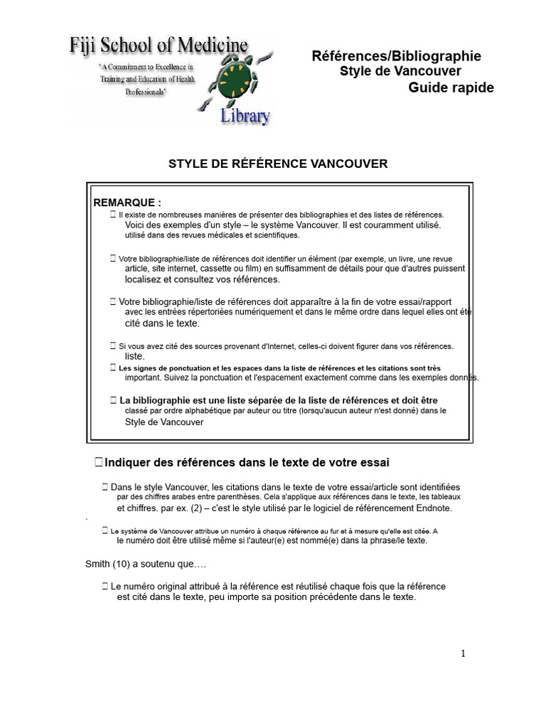 Guide de Référencement Style Vancouver | PDF | Journaux | Internet