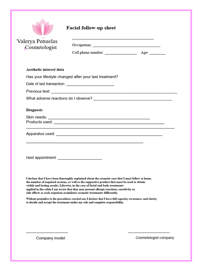 Facial Tracking Sheet. Document 3 | PDF