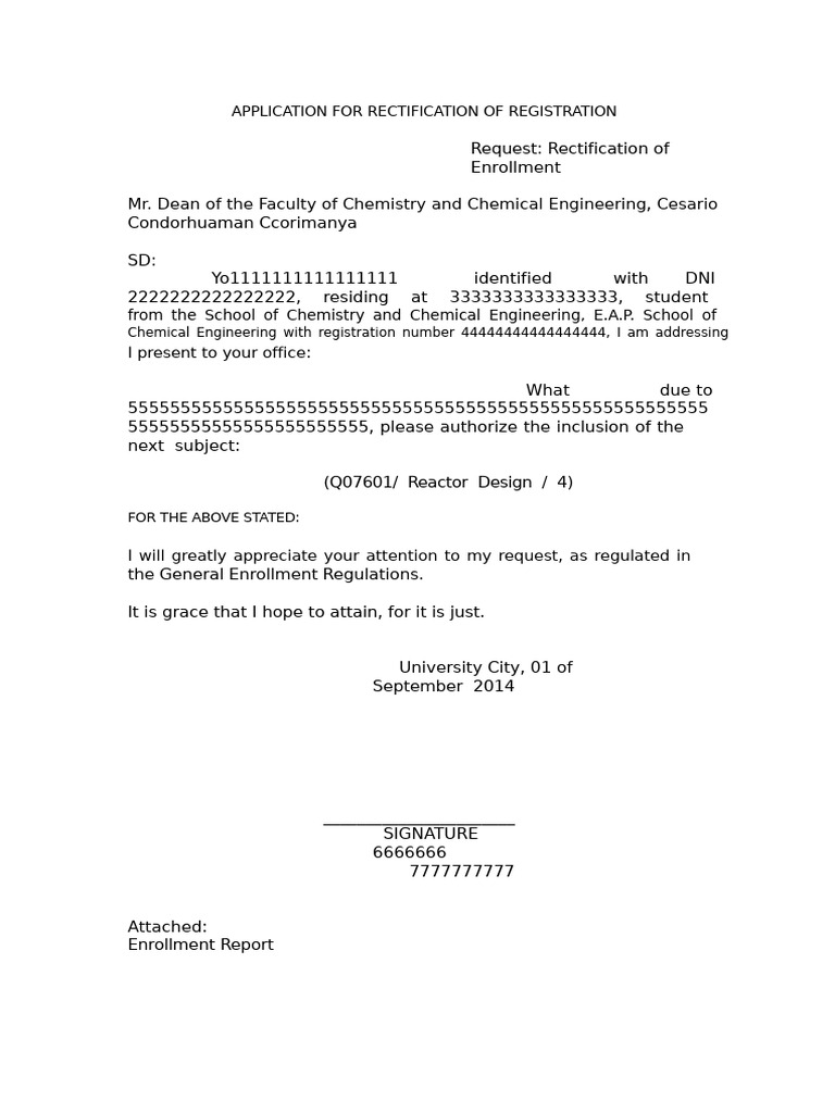 Request for Registration Rectification | PDF