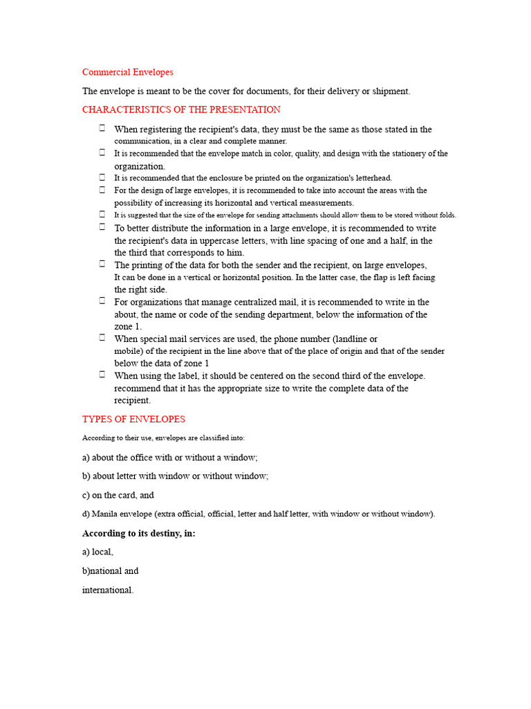 Commercial Envelopes | PDF | Envelope | Mail