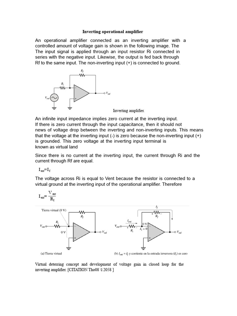 Inverting Operational Amplifier Gain Calculation | PDF | Amplifier ...