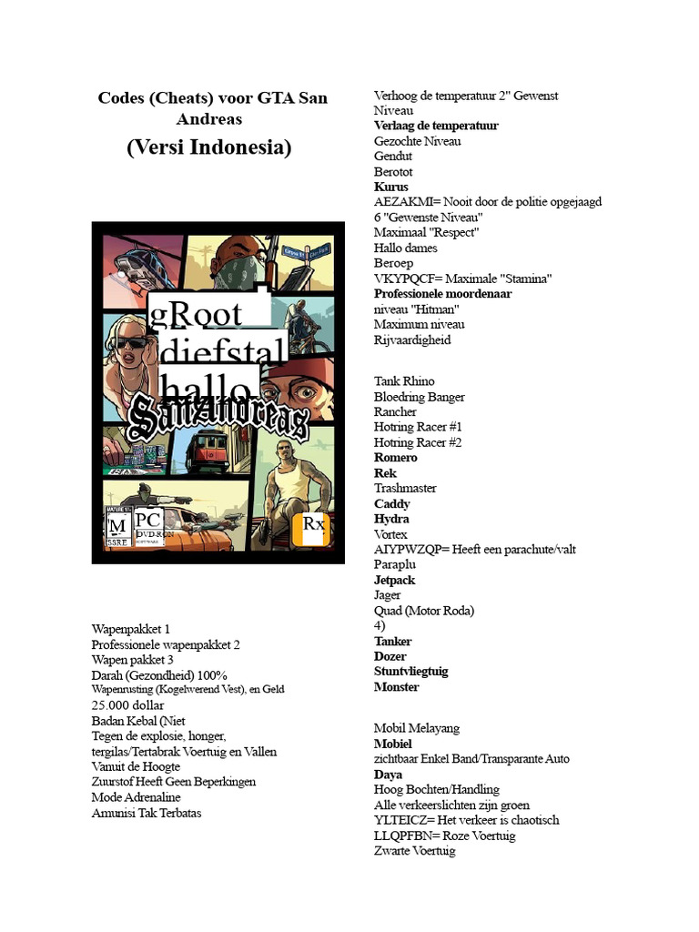 Cheat GTA San Andreas PC | PDF