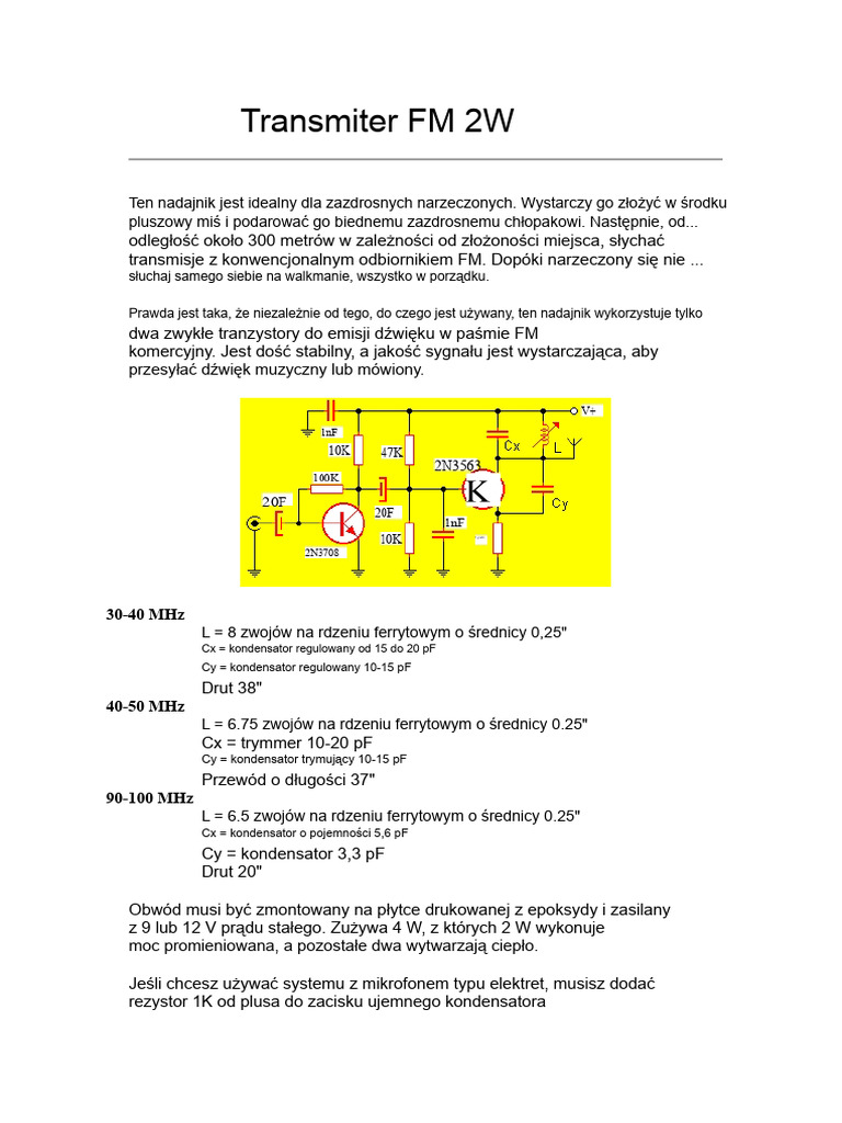Nadajnik FM 2 W | PDF