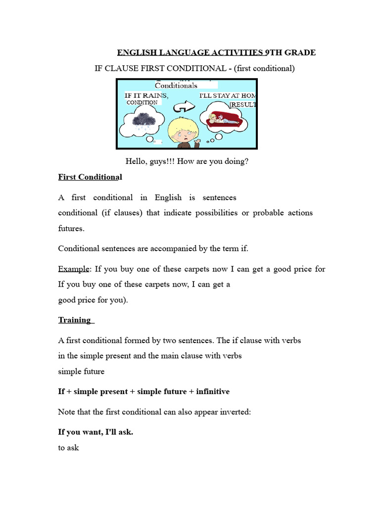 9th Grade First Conditional Activities | PDF | Verb | Linguistics