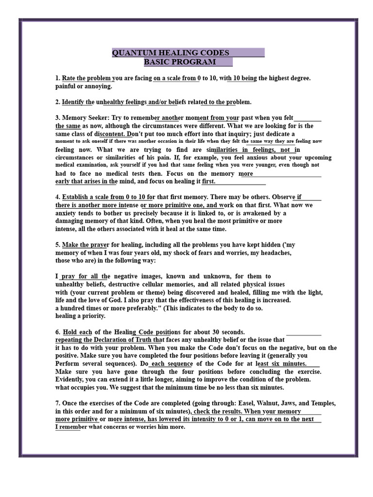 Quantum Healing Codes Guide | PDF | Breathing | Memory