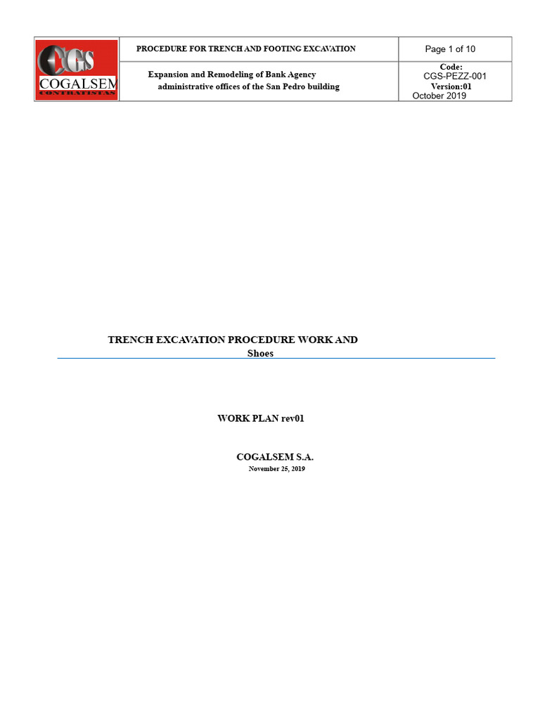 Trench Excavation Procedure Guide | PDF | Trench | Personal Protective ...