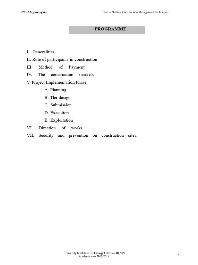 CONSTRUCTION MANAGEMENT TECHNIQUES | PDF | Construction Management ...