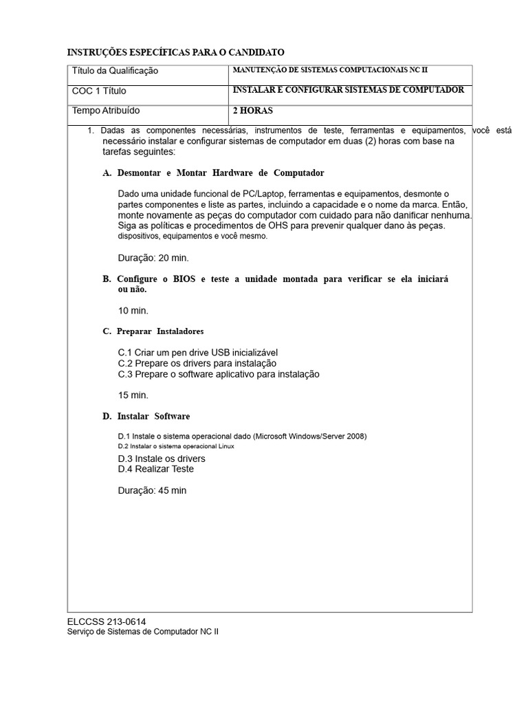 Instruções de Avaliação Do CSS NC2 | PDF | Rede de computadores ...