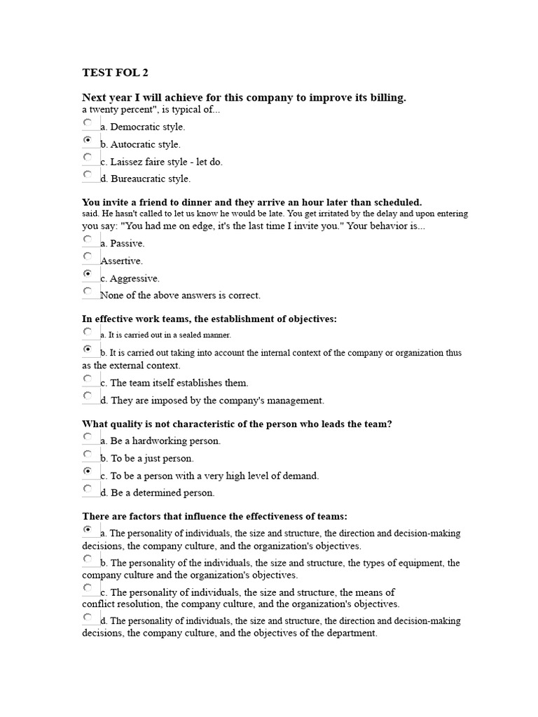 Test Fol 2 | PDF | Communication | Conflict Resolution