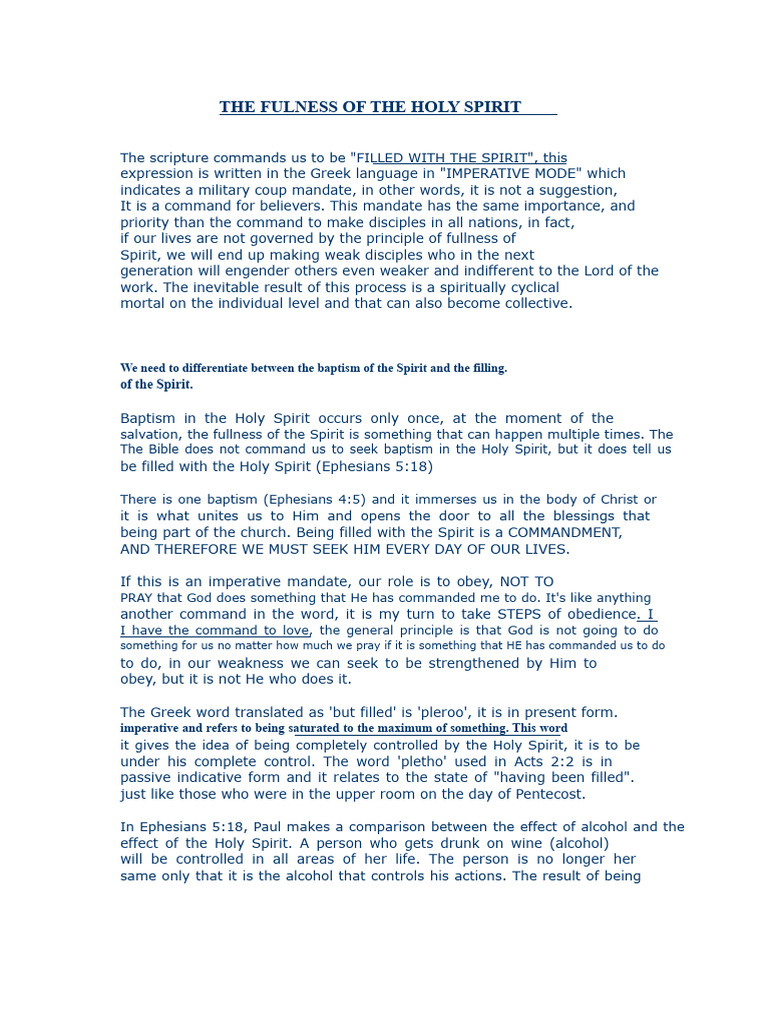 Command to Be Filled with the Spirit | PDF | Jesus | Baptism