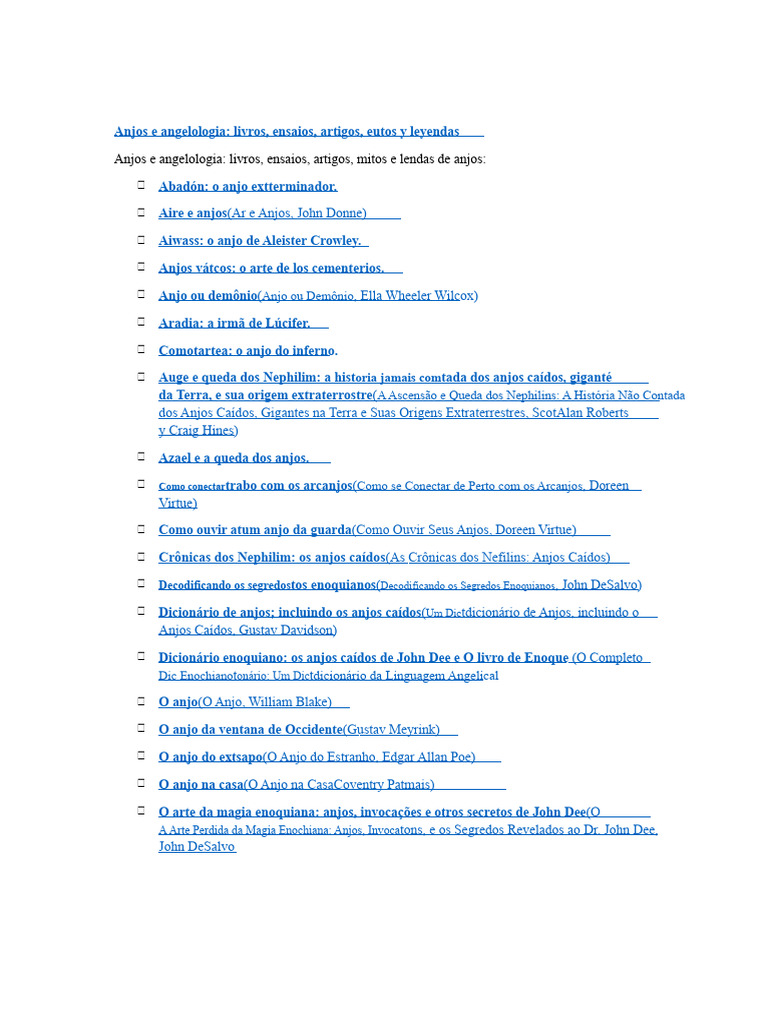 Anjos: Livros, Mitos e Lendas | PDF | Anjo | Anjos caídos