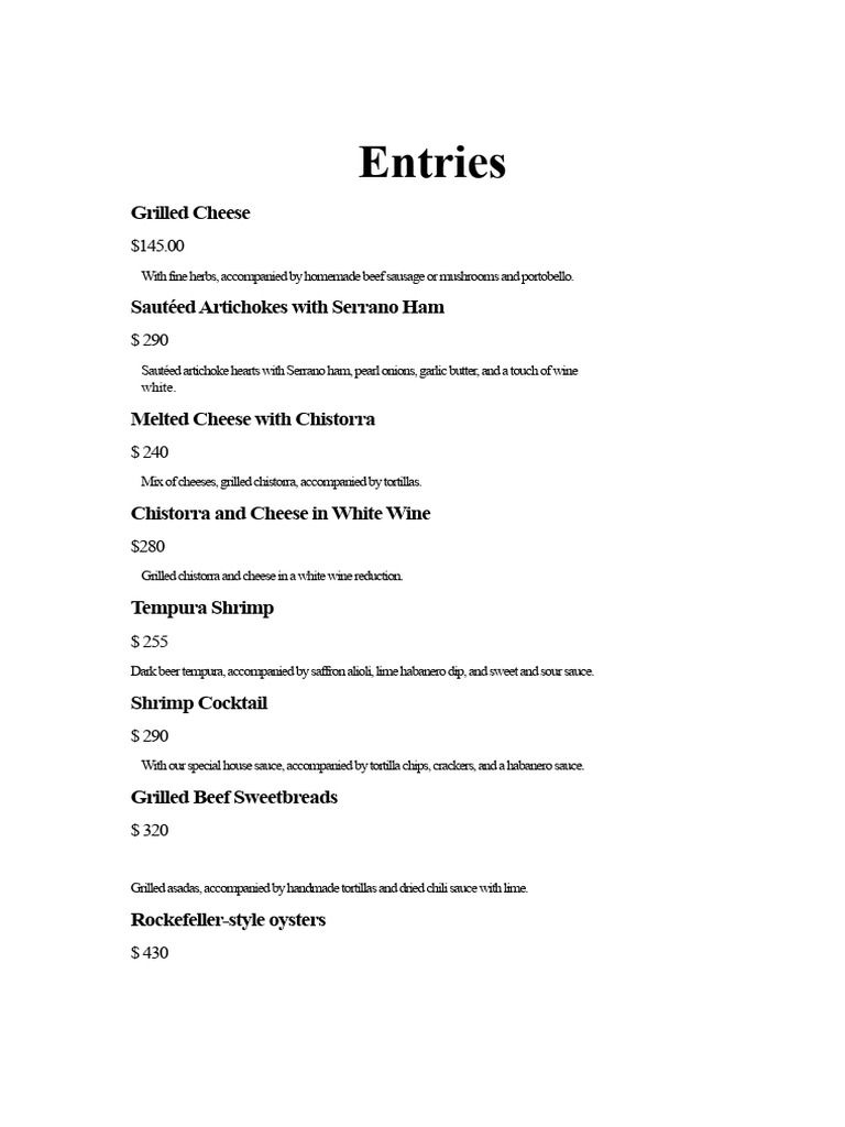 Gourmet Menu of Grilled Delicacies | PDF | Grilling | Sauce