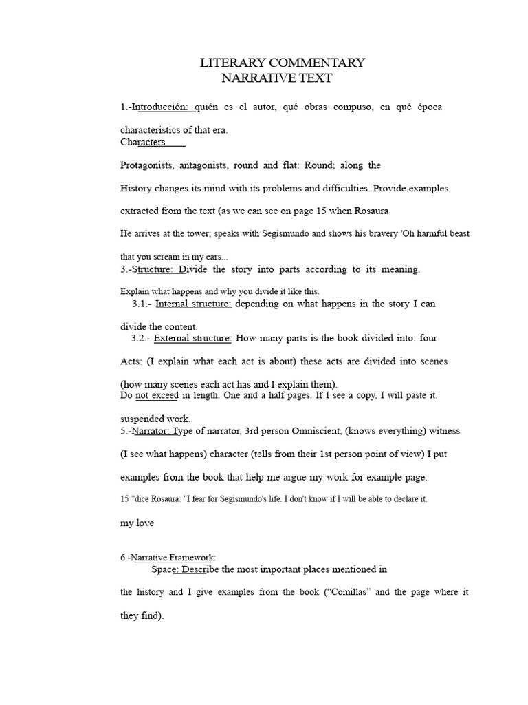 Literary Commentary 2nd ESO | PDF | Narrative | Narration
