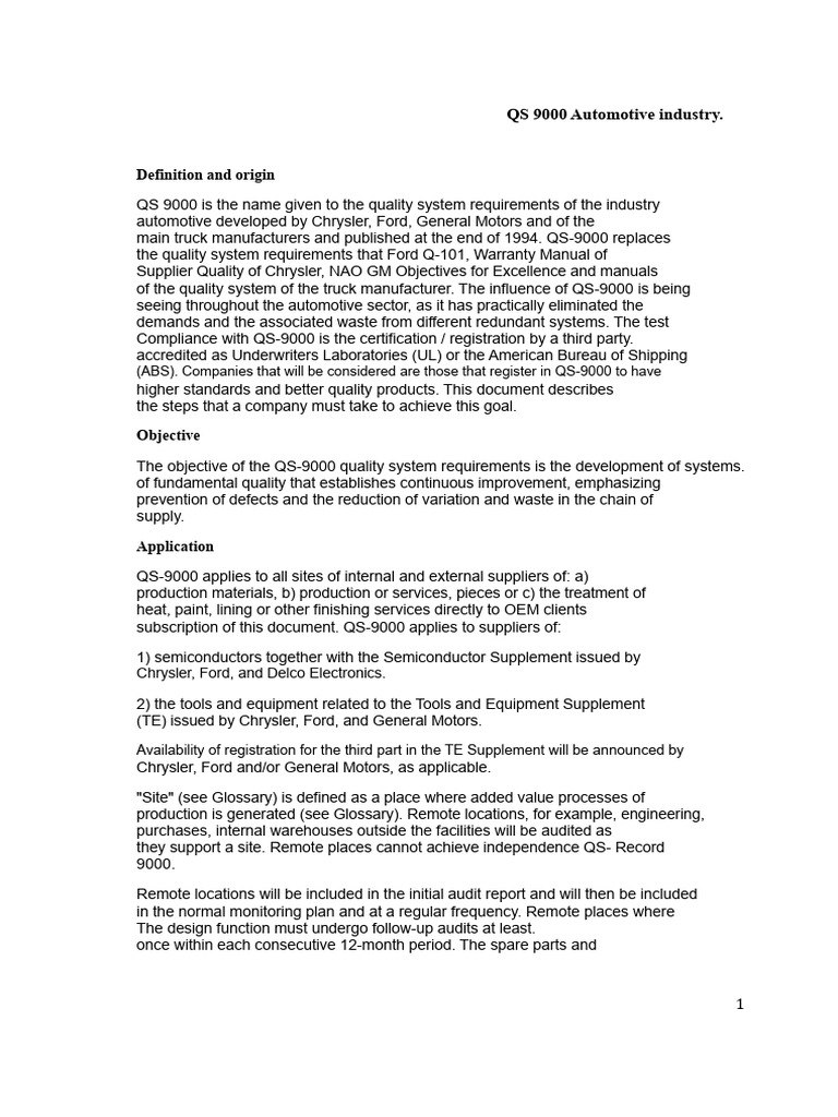 QS-9000 Quality System Overview | PDF | Quality Management System ...