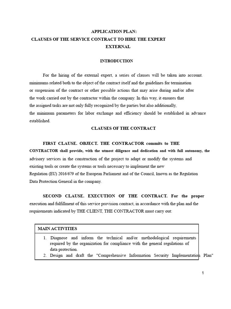 Application Plan - External Expert Hiring Clauses | PDF | Employment ...