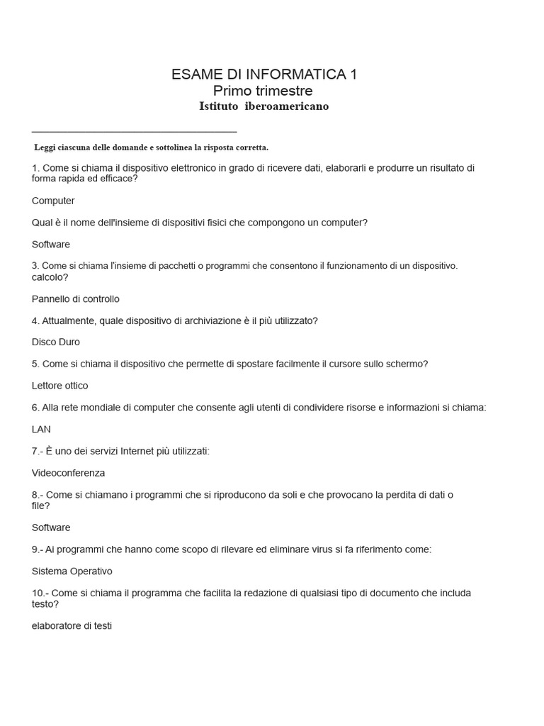 Esame Di Informatica 1 | PDF