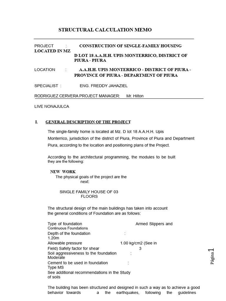 Structural Calculation for Single-Family Home | PDF | Beam (Structure ...