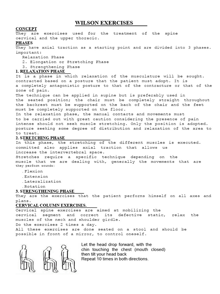 Wilson Exercises for Cervical Relief | PDF | Anatomical Terms Of Motion ...