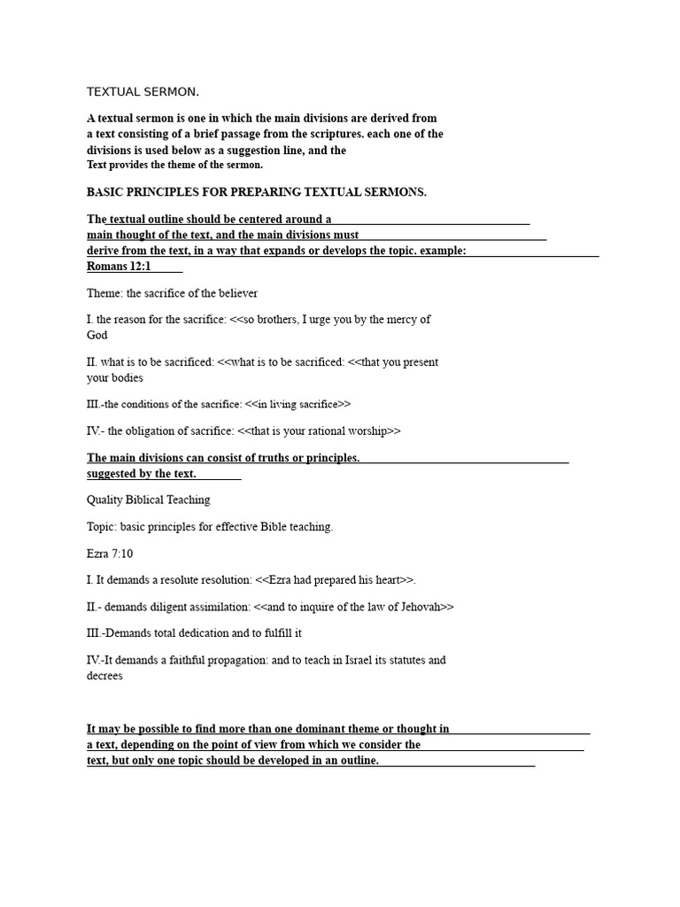 Understanding Textual Sermons | PDF | Bible | Sermon