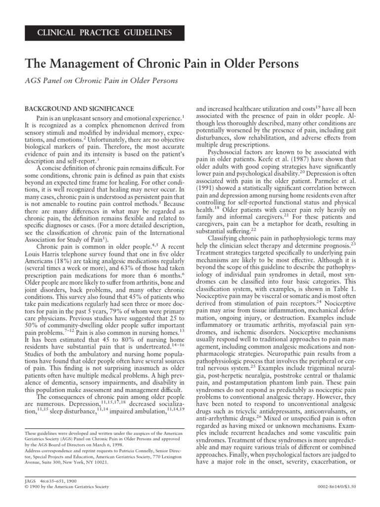 The Management of Chronic Pain in Older Persons | PDF | Pain Management ...