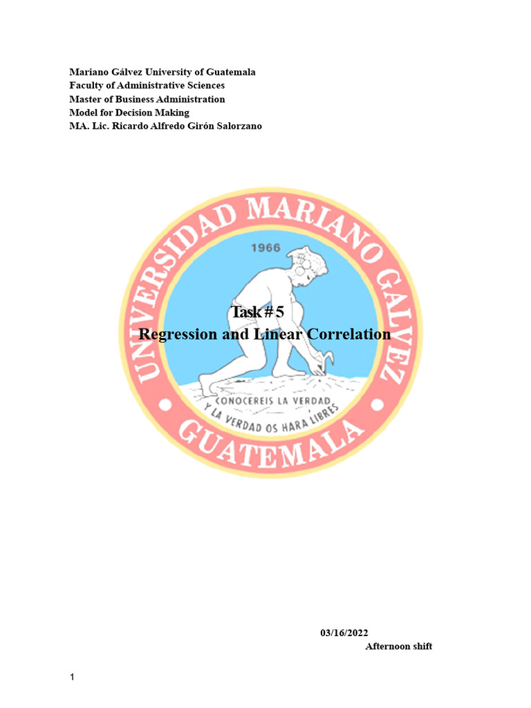 Exercise #5 - Regression and Linear Correlation | PDF | Coefficient Of ...