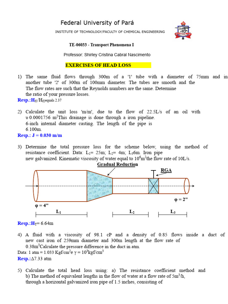 Head Loss Calculations in Fluid Dynamics | PDF | Flow Measurement ...
