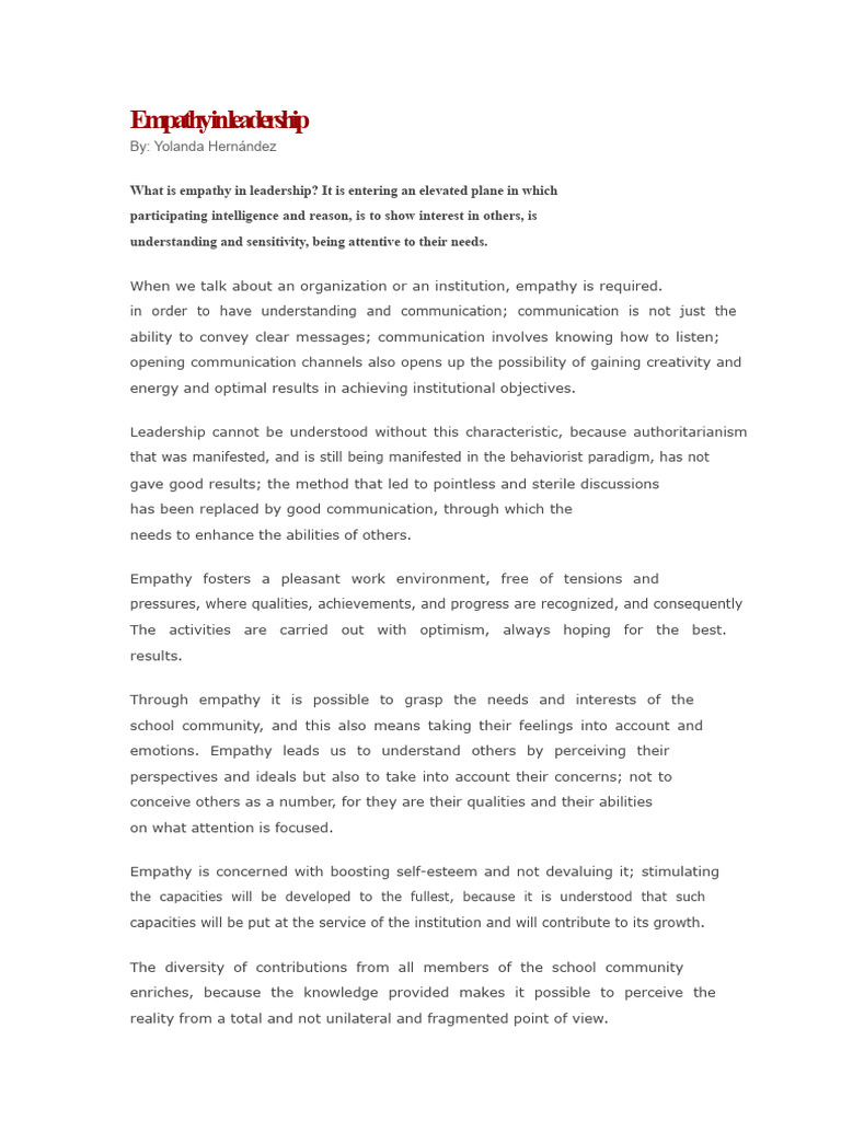 Empathy: Key to Effective Leadership | PDF | Empathy | Leadership