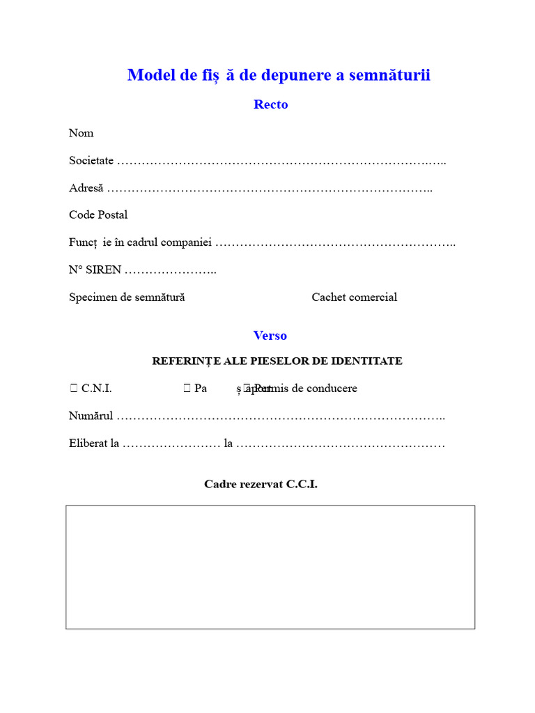 Model de Formular de Depunere A Semnăturii | PDF