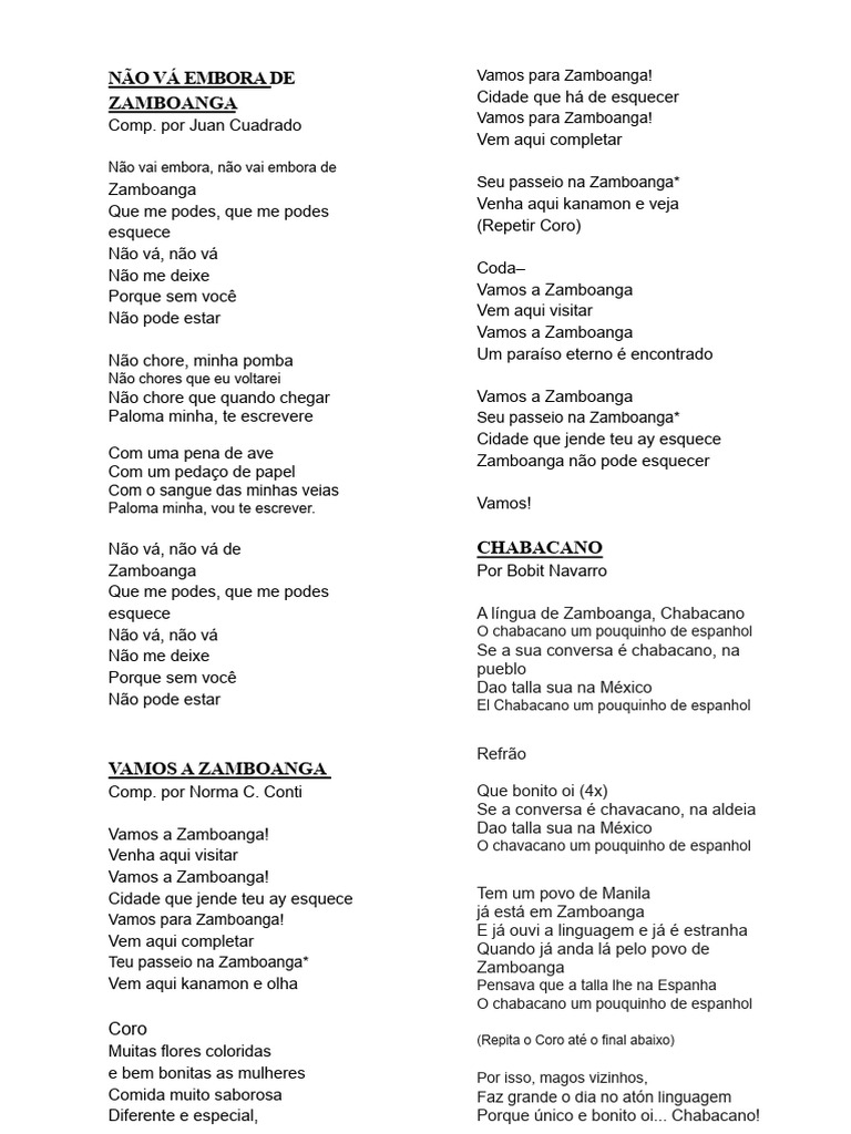 Letra de Chabacano | PDF