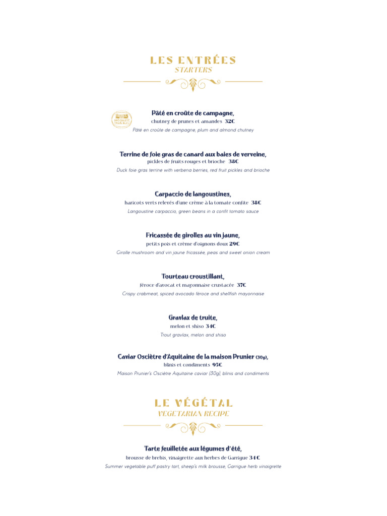 Menu gastronomique varié et raffiné | PDF | Nourritures | Cuisine
