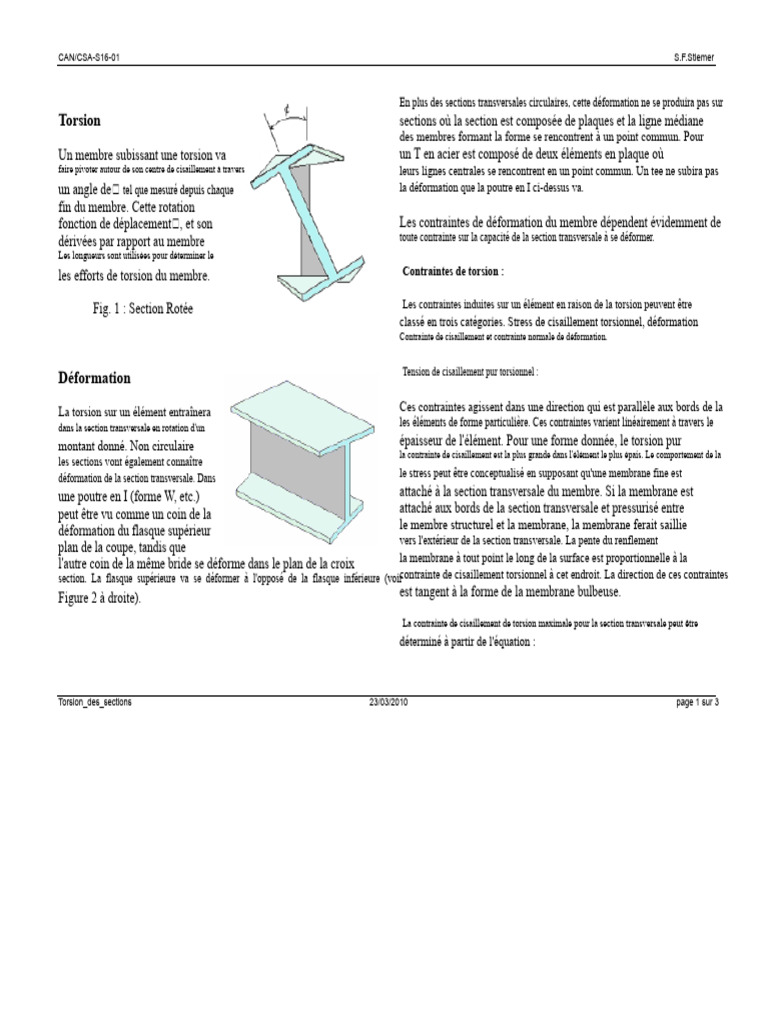 Torsion et contraintes des sections métalliques PDF Contrainte de — free download