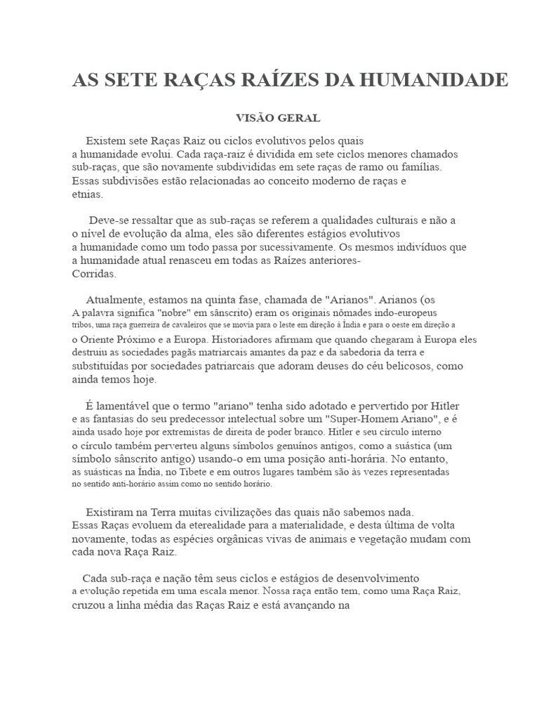 Sete Raças Raiz da Humanidade: Evolução | PDF | Raça (categorização ...