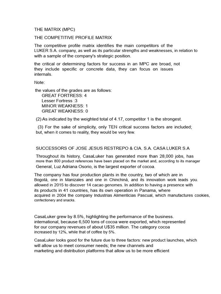 THE MPC Matrix - Luker Chocolate | PDF | Nestlé | Taxes