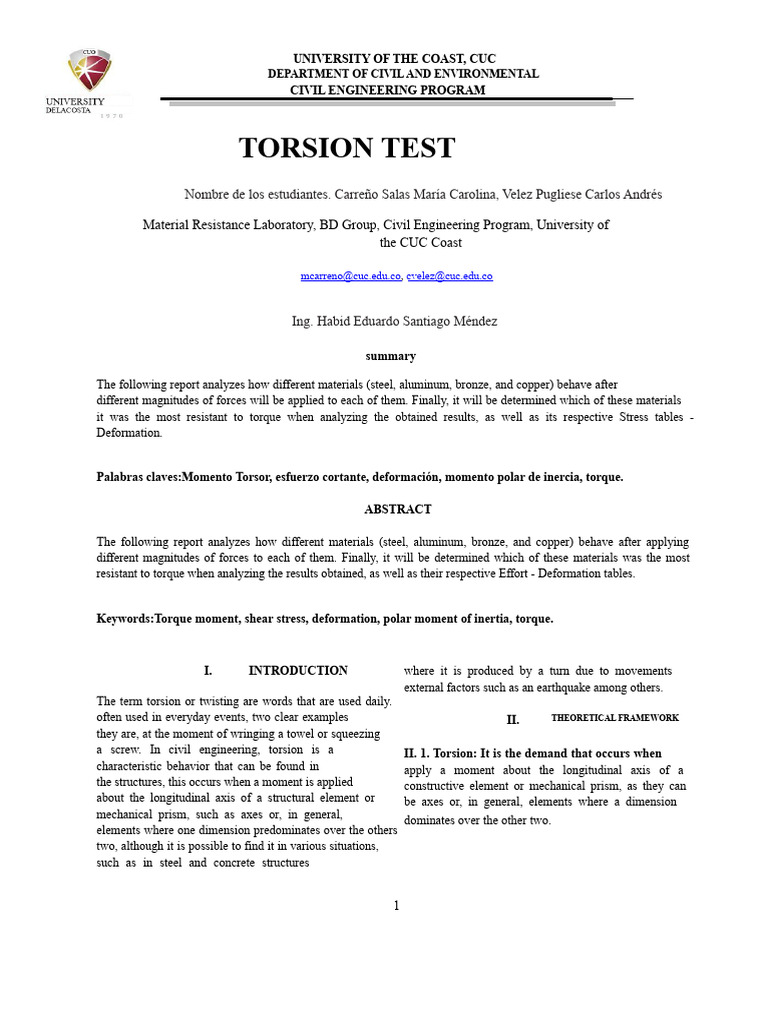 Torsion Test Analysis of Materials | PDF | Deformation (Engineering ...