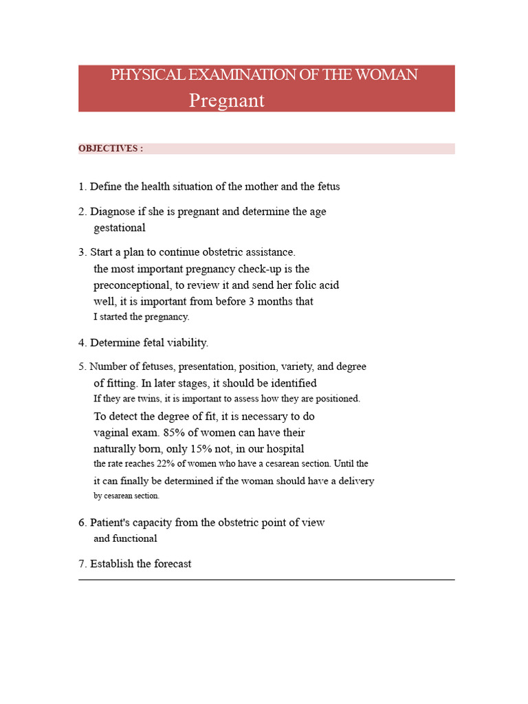 Comprehensive Physical Exam for Pregnancy | PDF | Pregnancy | Physical ...