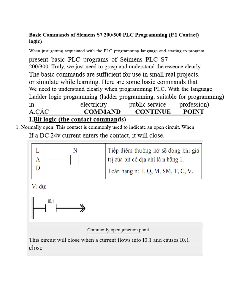 Siemens S7 200/300 PLC Basic Commands | PDF | Programmable Logic ...