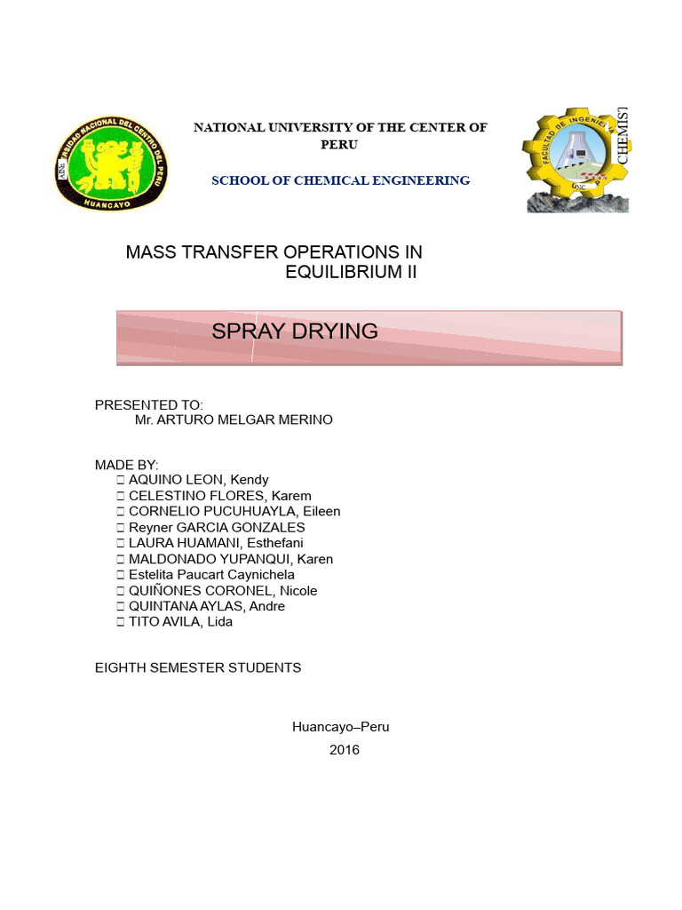 Understanding Spray Drying Operations | PDF | Evaporation | Liquids