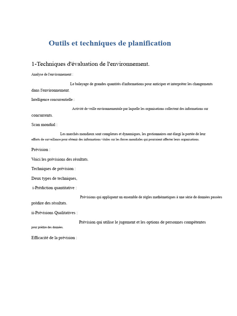 Outils de planification et prévision efficaces | PDF | Gestion de ...