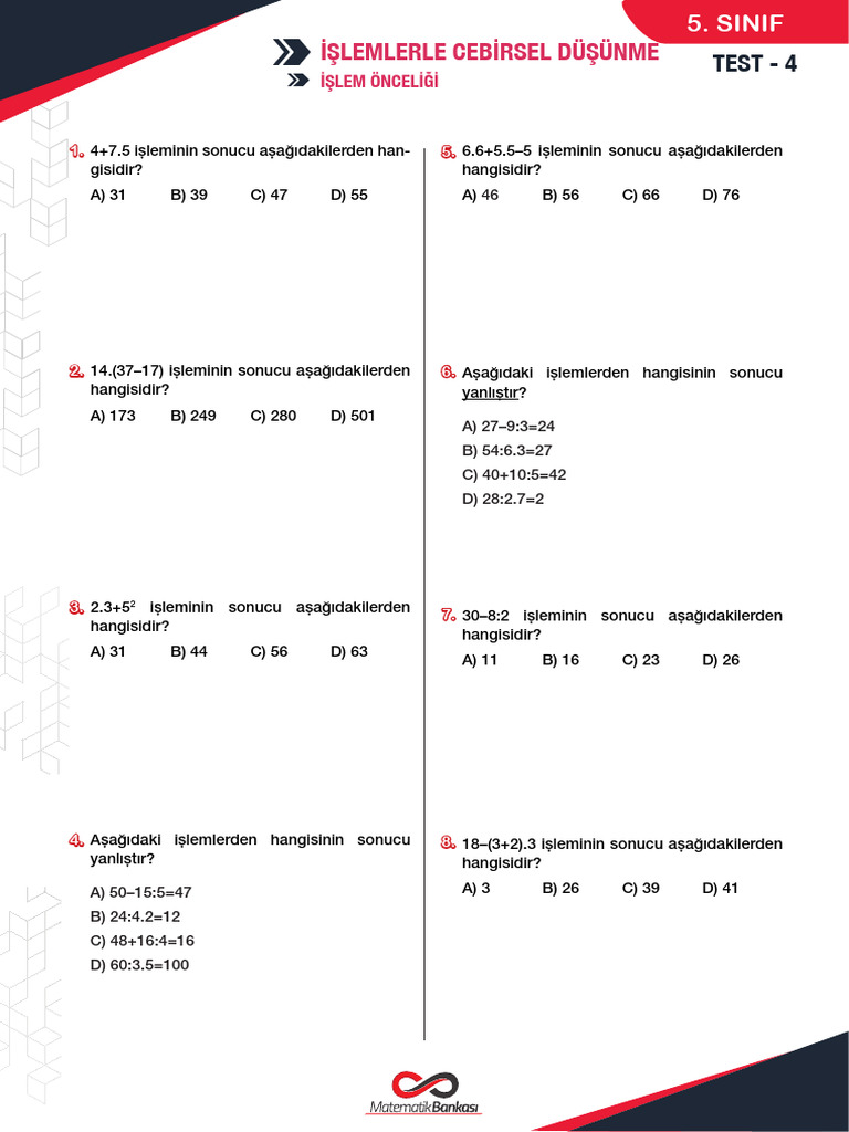 5sinif Islem Onceligi | PDF