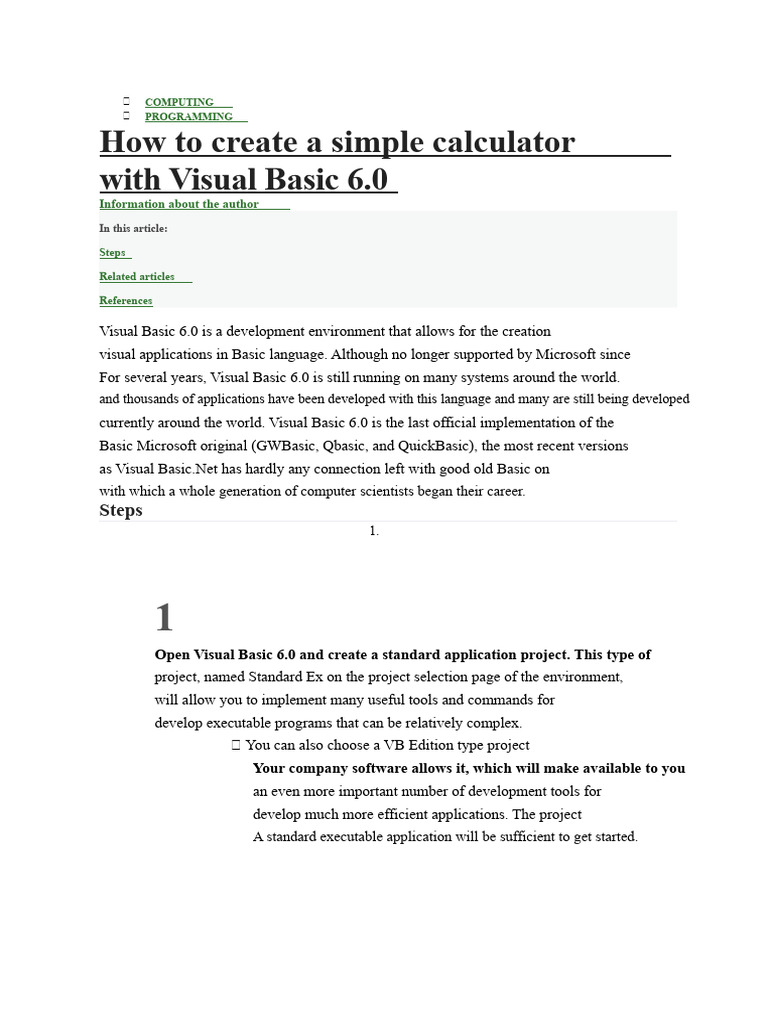 Create a Simple Calculator in VB6 | PDF | Basic | Computer Science