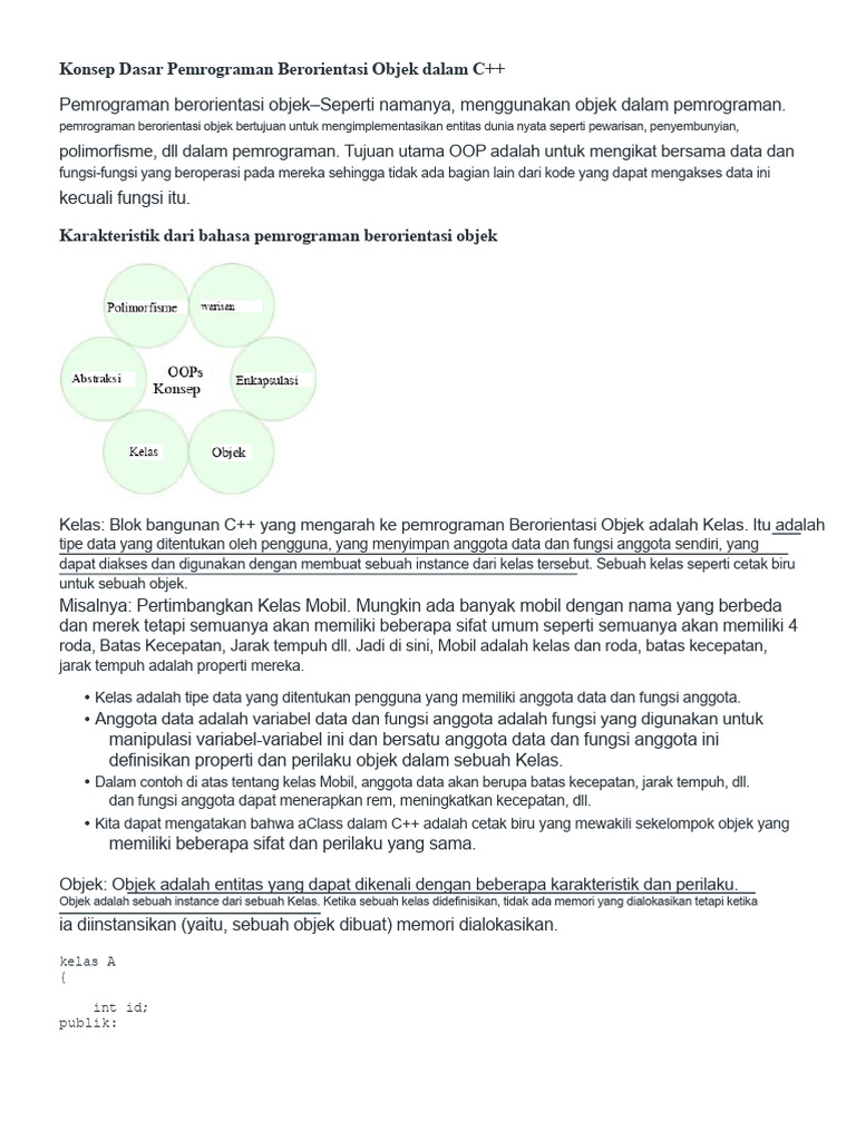 Unit-1.7 - Konsep Dasar OOP Dalam C++ | PDF