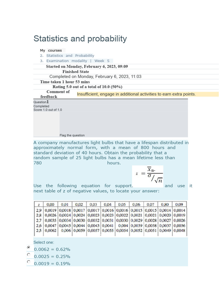 Statistics and Probability Exam Review | PDF | Statistics | Standard ...