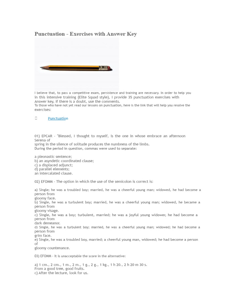 Exercises On Punctuation | PDF | Comma | Punctuation