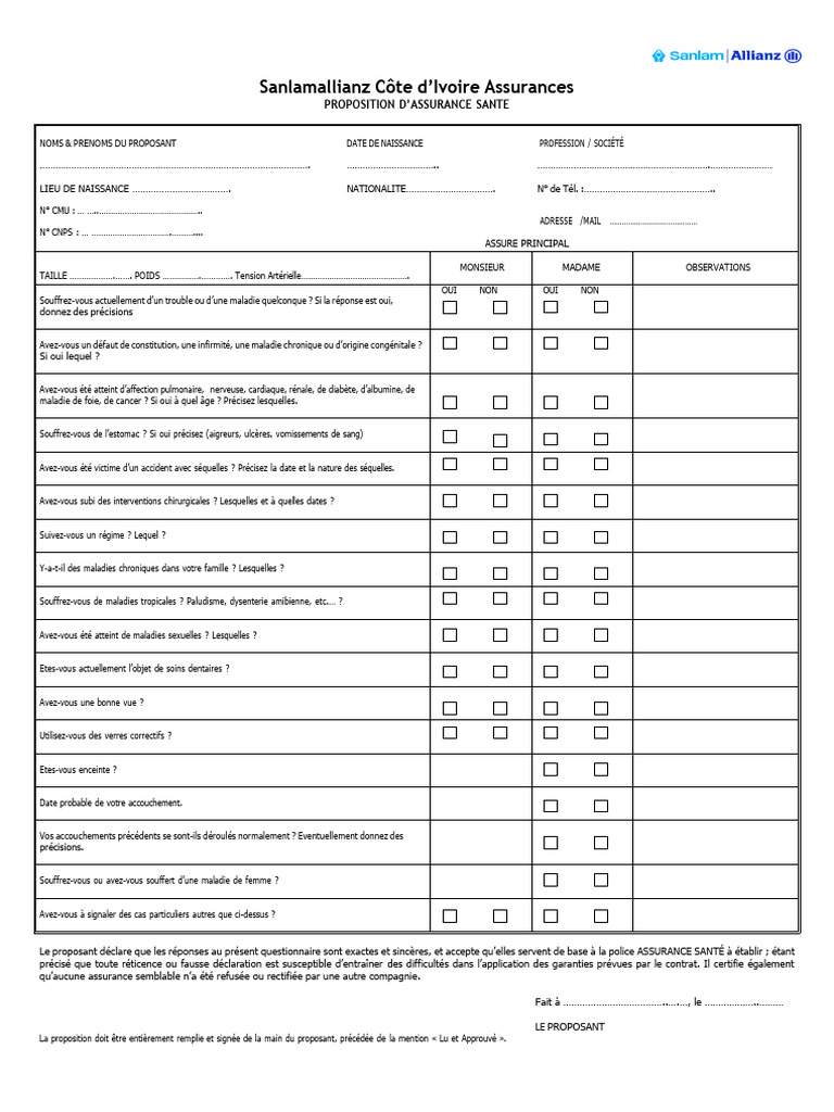 Proposition d'Assurance Santé CI | PDF | Spécialités médicales ...