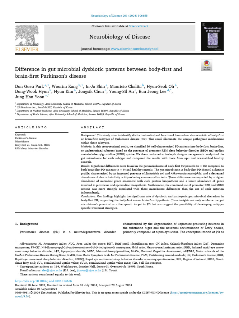 Gut Microbiome in Parkinson's Subtypes | PDF | Parkinson's Disease ...