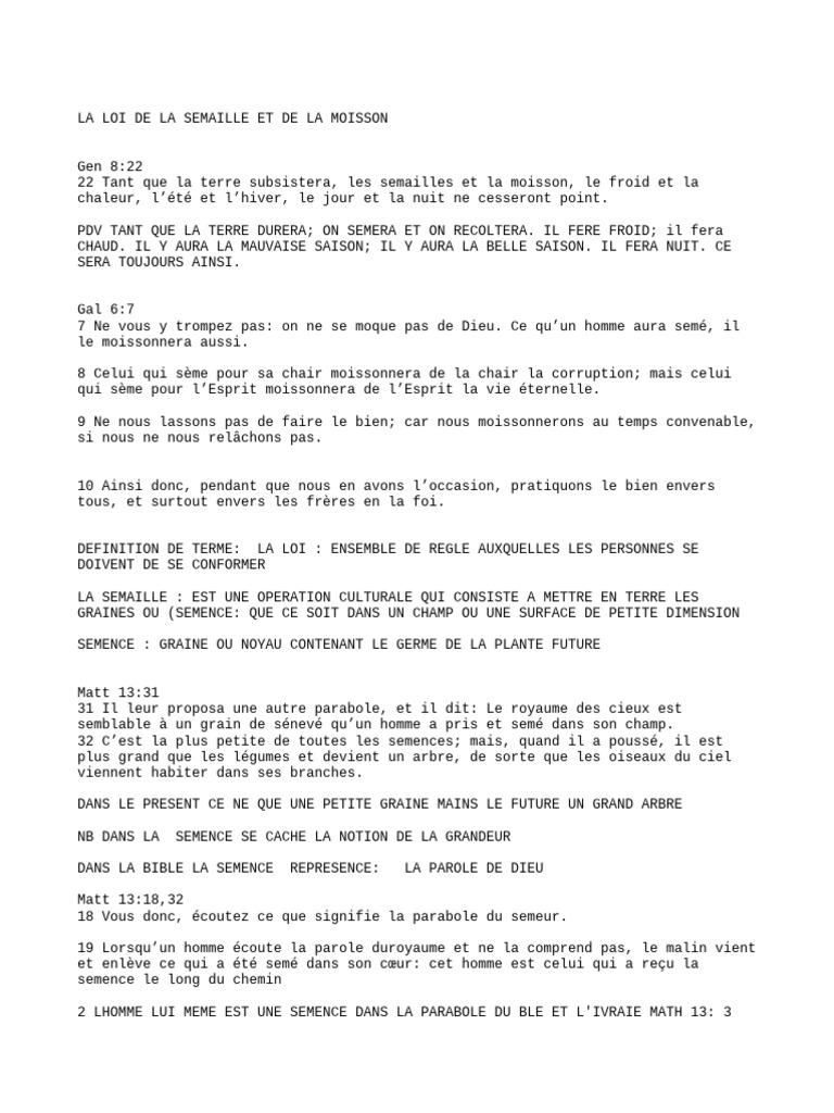 La Loi de Semaille et Moisson | PDF | Semis | Agriculture